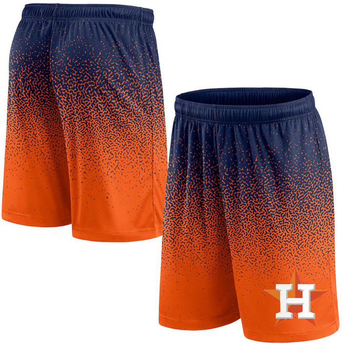 Men's Houston Astros Navy/Orange Ombre Shorts - Click Image to Close